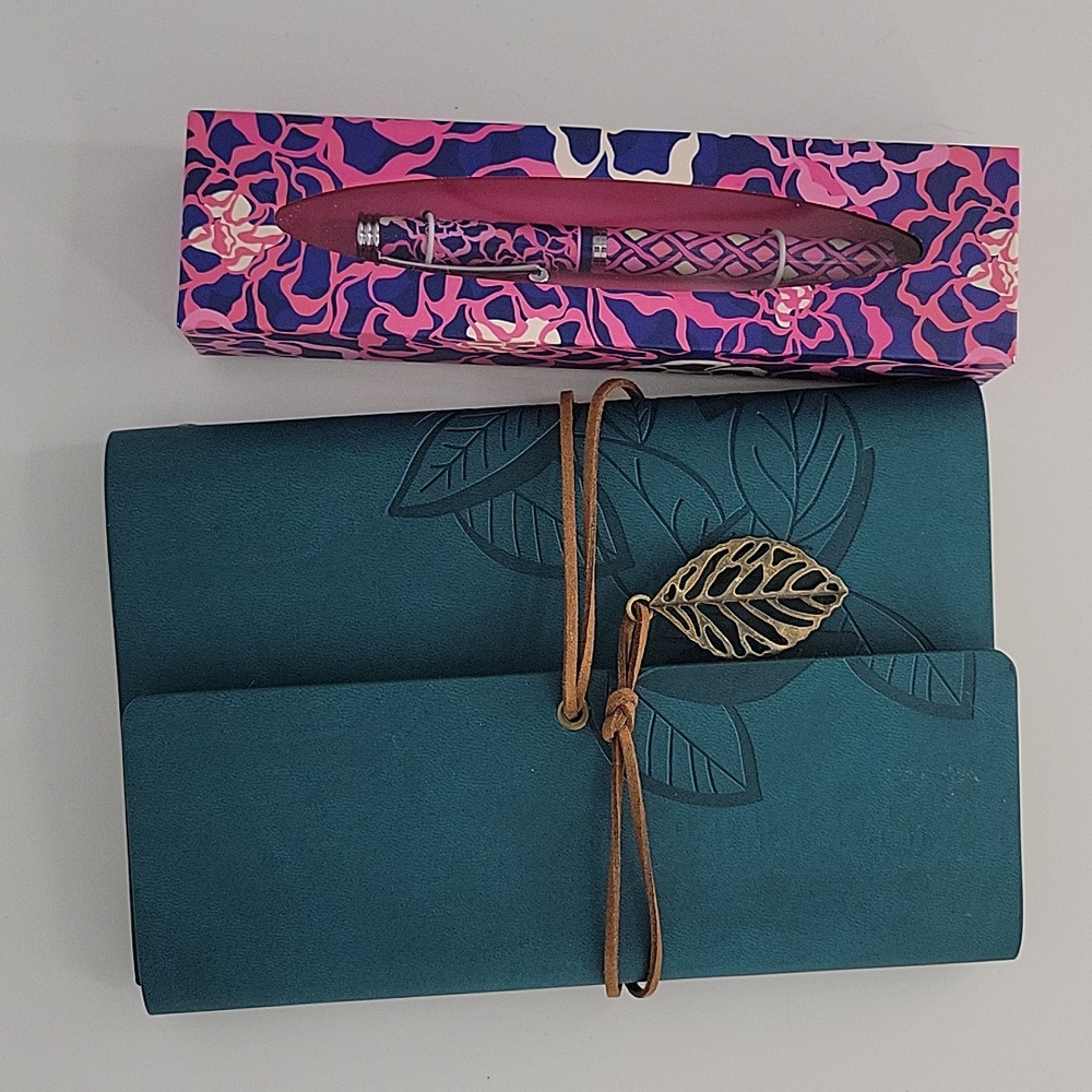 Vera Bradley Ball Point Pen Katalina Pink and Leather Journal New